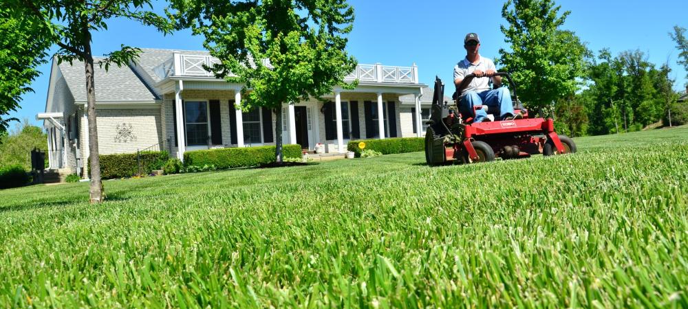 Mowing an Atlanta lawn