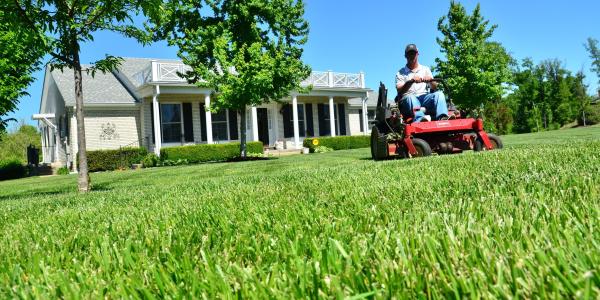Mowing an Atlanta lawn